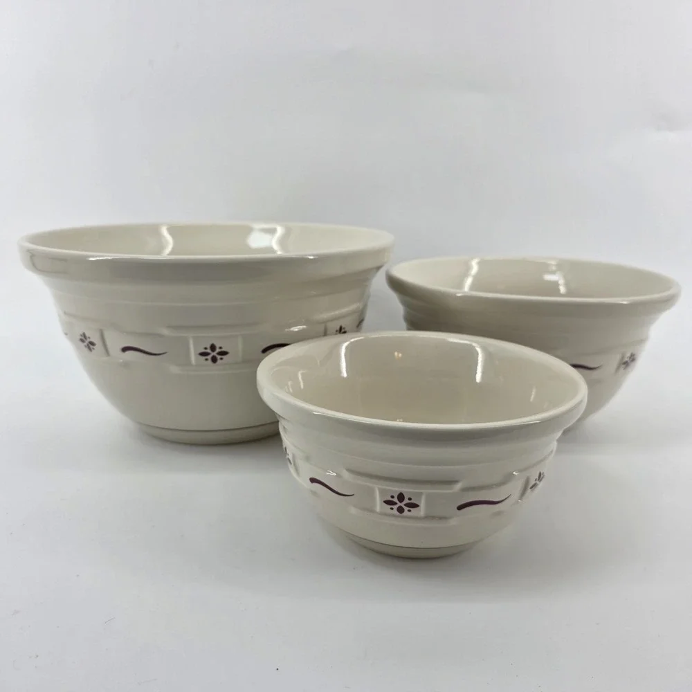 Longaberger 3 Woven Traditions Red Nesting Mixing Bowls 10/8/6.5